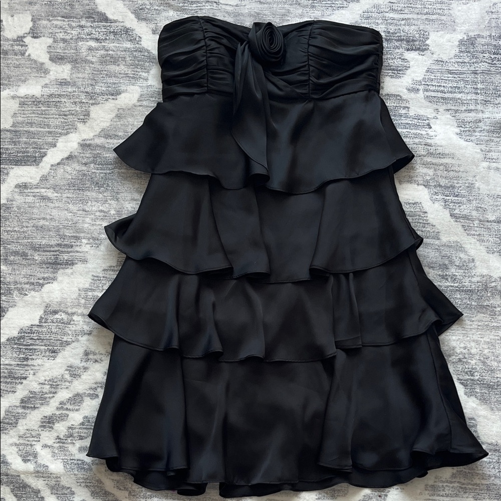 BCBG Paris Black Strapless Layered Dress